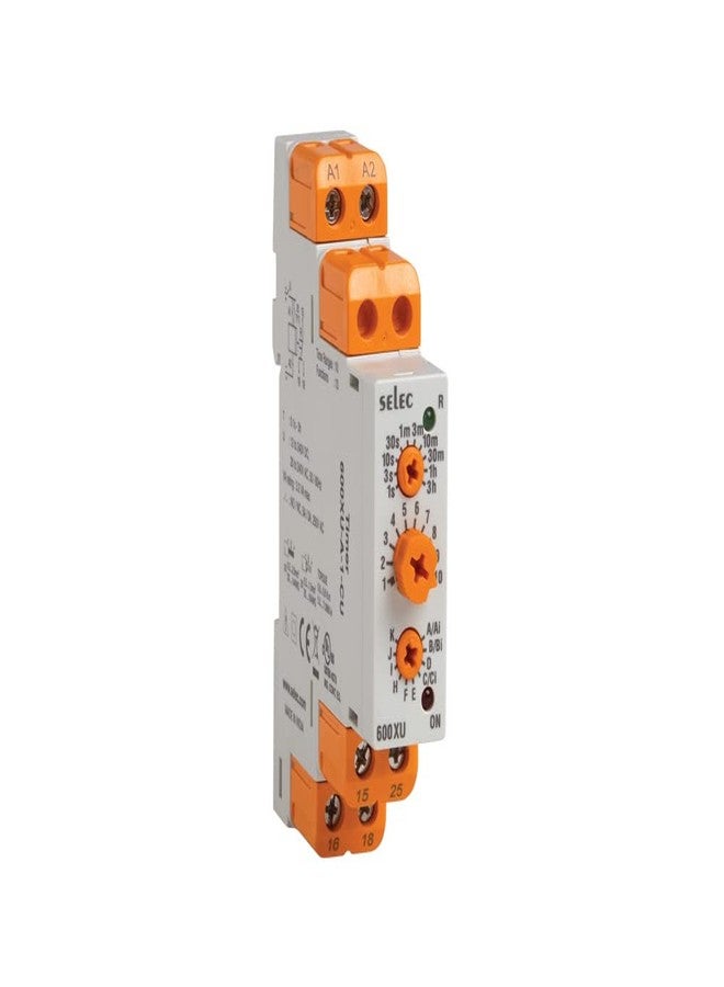 Selec Analog Timer, DIN Rail Mount 17.5mm, 10 time ranges, Slim Timer - Selec 600XU - Image 1